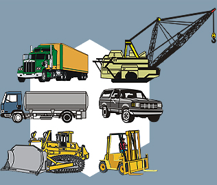 Cars, Cranes, Mobile Silos, Trucks, Trailer, Tankers, Forklifts, Earth Movers